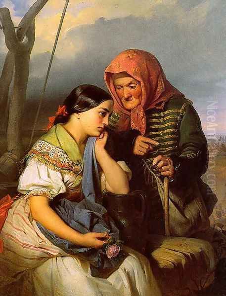 Consolation 1852 Oil Painting by Gyorgyi Alajos Giergl