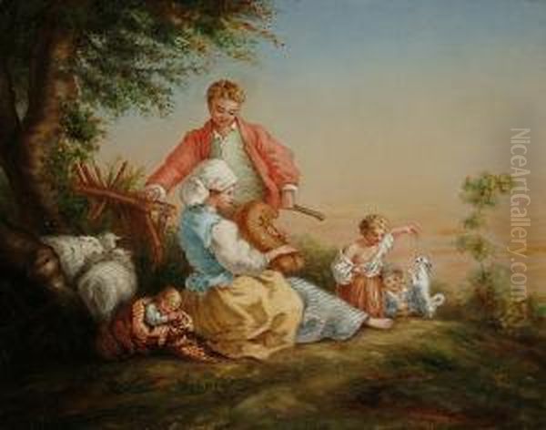 A Pastoral Scene With Children Playing Oil Painting by Felix Terlinden