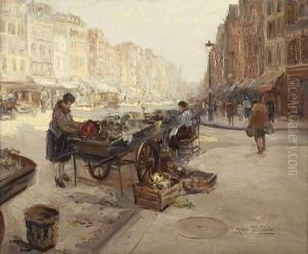 Marche, Rue Saint-antoine, Paris Oil Painting by Kees Terlouw