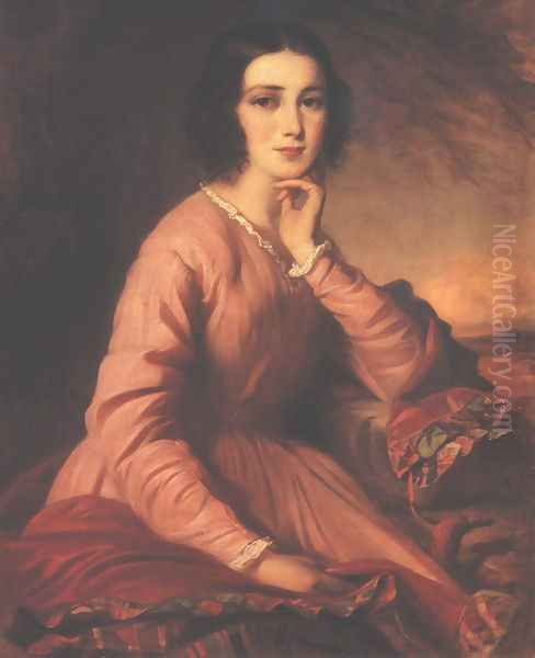 Portrait of Maria Bencsik 1854 Oil Painting by Gyorgyi Alajos Giergl