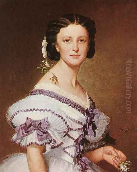 Portrait of Szidonia Deak 1861 Oil Painting by Gyorgyi Alajos Giergl