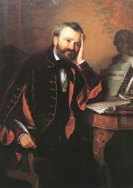 Composer Ferenc Erkel 1850s Oil Painting by Gyorgyi Alajos Giergl