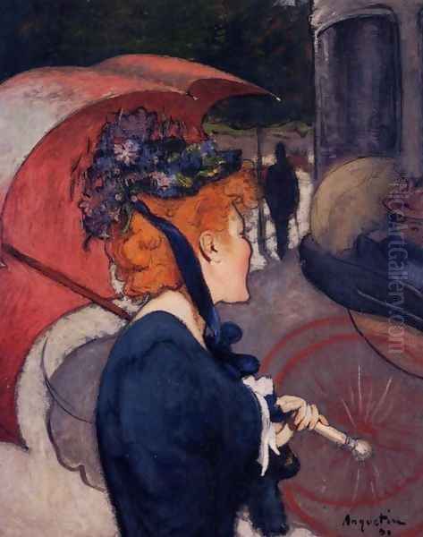 Woman with Umbrella Oil Painting by Louis Anquetin