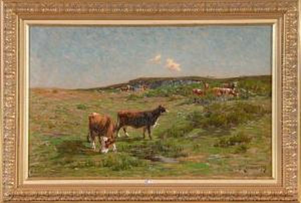 Vaches Au Pre Oil Painting by Clovis Frederick Terraire