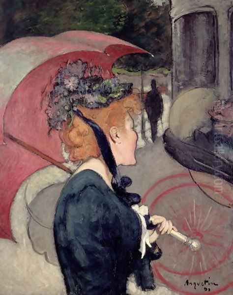 Woman with an umbrella, or The Walk, 1891 Oil Painting by Louis Anquetin