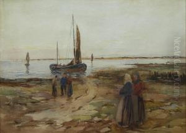 Waiting For The Boats Oil Painting by John Terris