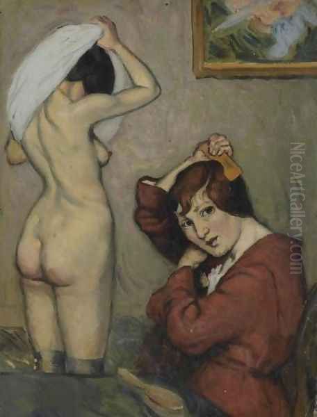 Femmes à leur toilette Oil Painting by Louis Anquetin