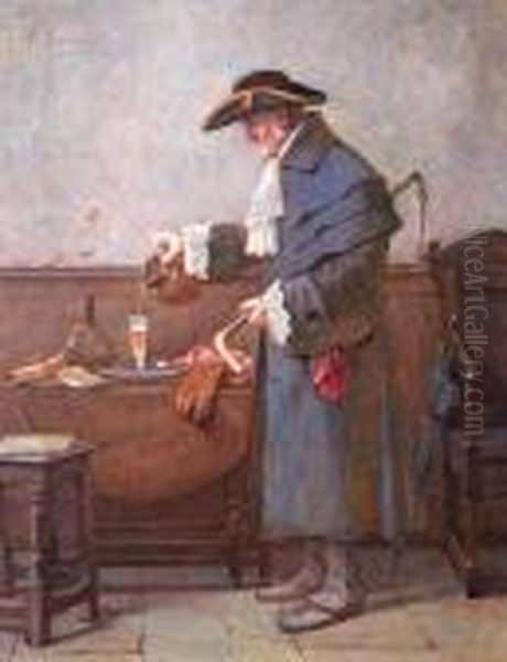 Coachman Pouring A Glass Of Sherry Oil Painting by Henry M. Terry