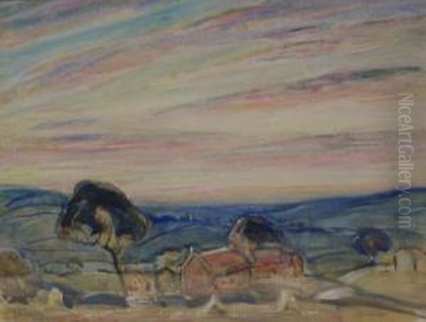 Pink Skies Over Sleights Oil Painting by Joseph Alfred Terry