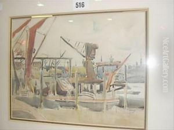 Shipyard Oil Painting by Joseph Alfred Terry