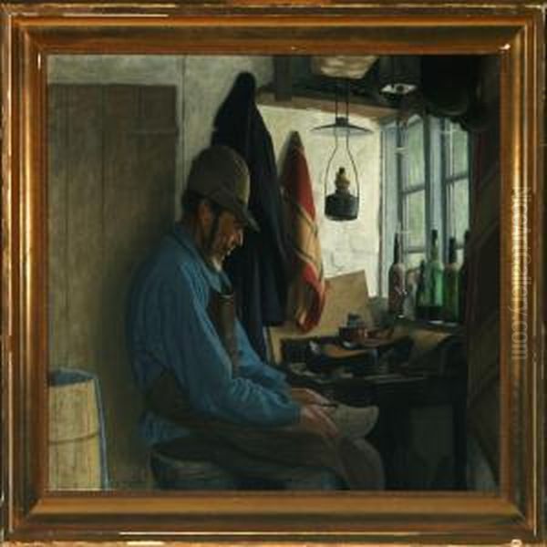 Shoemaker Oil Painting by Anders Christian Terslose