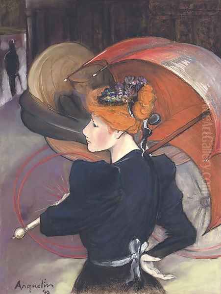 Femme au parapluie Oil Painting by Louis Anquetin