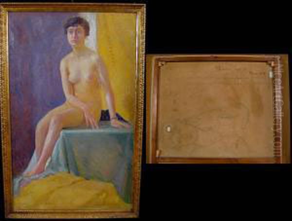 Donna Nuda Seduta Oil Painting by Aleardo Terzi