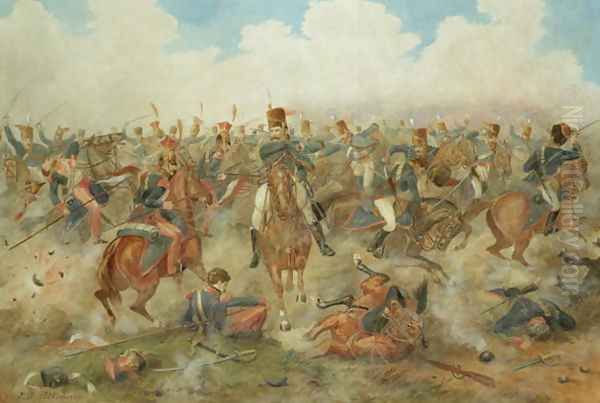 The Battle of Waterloo, June 18th 1815 Oil Painting by John Augustus Atkinson