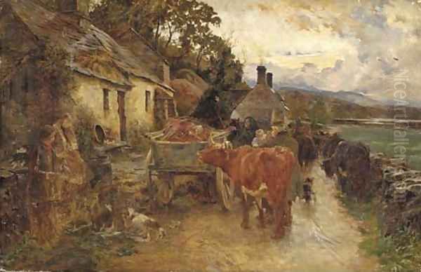 On a Highland road Oil Painting by Charles James Adams