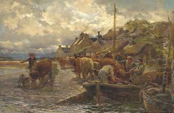 Loading the cattle, Isle of Skye Oil Painting by Charles James Adams