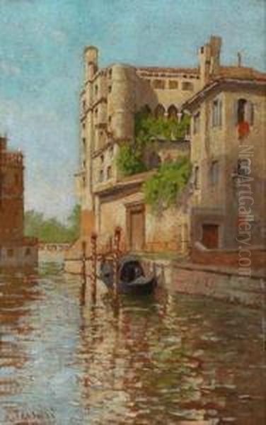 Kanal In Venedig Oil Painting by Romolo Tessari