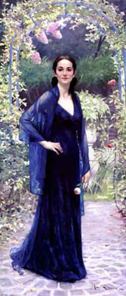 Jennifer In Garden Oil Painting by Banks Allan