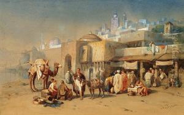 Halte Devant Alger Oil Painting by Louis Tesson