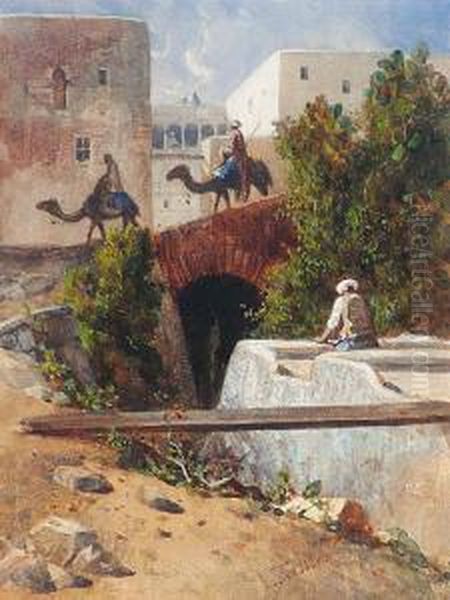 Chameliers Arabes A Alger Oil Painting by Louis Tesson