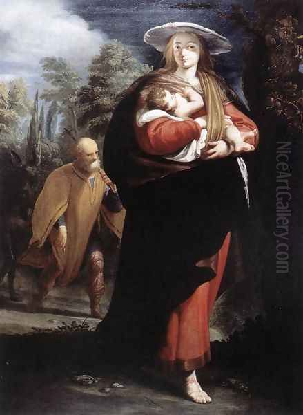 The Flight into Egypt 1620 Oil Painting by G. Andrea Ansaldo