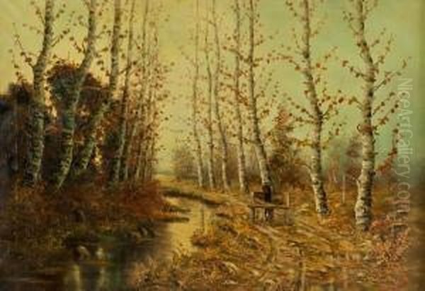 Autunno - Ultime Luci E Riflessi Oil Painting by Pietro Testa