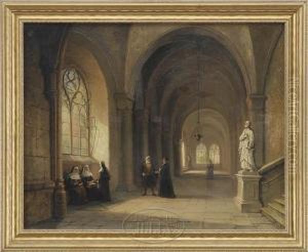 A Visit To The Convent Oil Painting by Jean-Baptist Tetar Van Elven