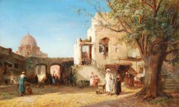 Traders By The Souk Oil Painting by Paul Constantin D. Tetar Van Elven