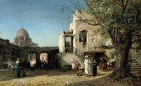 Traders By The Souk Oil Painting by Paul Constantin D. Tetar Van Elven