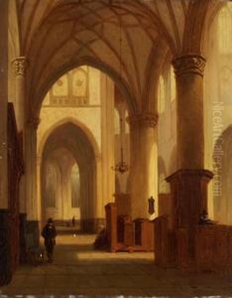 Kircheninterieur Mit Figurenstaffage Oil Painting by Paul Constantin D. Tetar Van Elven