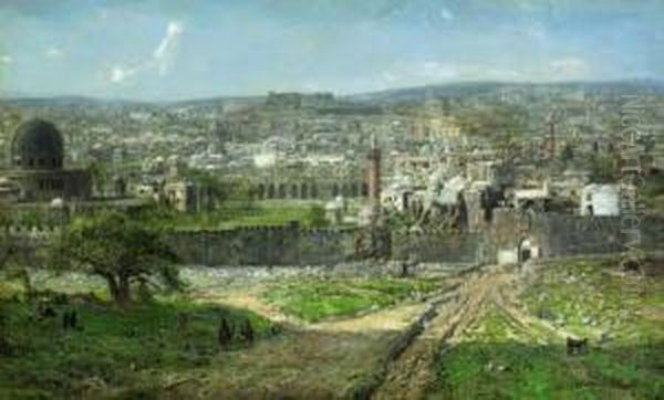 A View Of Jerusalem, Seen From The East by Pierre Tetar Van Elven