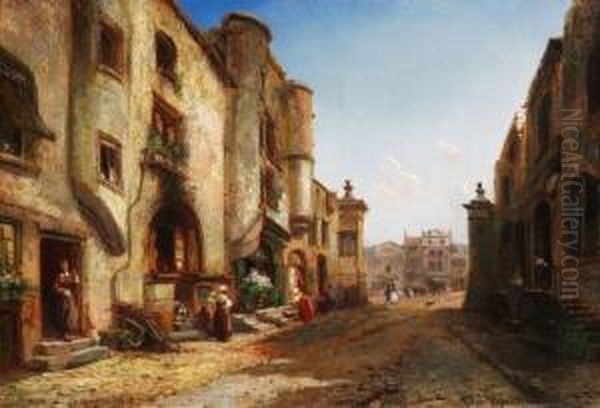 Hollandische Strassenansicht Oil Painting by Pierre-Henri-Theodore Tetar van Elven