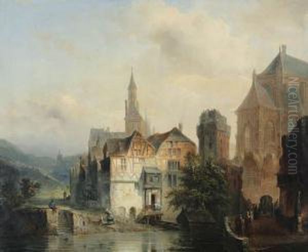 Capriccio Van Een Duitse Of Fransestad Oil Painting by Pierre-Henri-Theodore Tetar van Elven