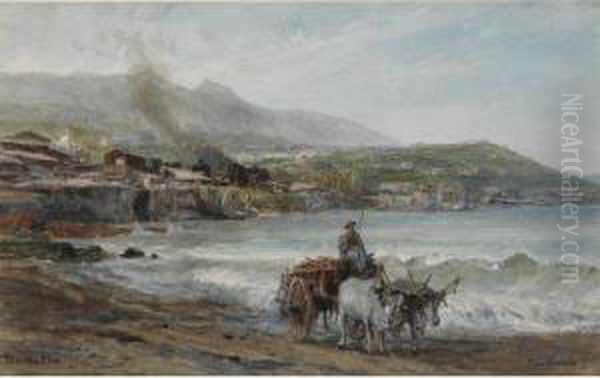 A View On Casamicciola Oil Painting by Pierre-Henri-Theodore Tetar van Elven