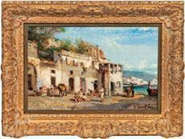 Italienischehafenansicht Oil Painting by Pierre-Henri-Theodore Tetar van Elven