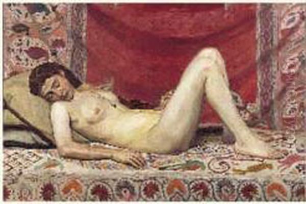 Femme Couchee Oil Painting by Maurice Louis Tete