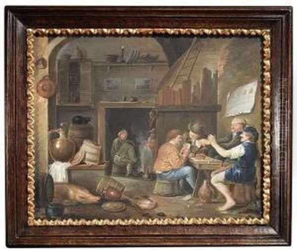 Peasants In A Hostelry. Oil Painting by Franz Joseph Textor