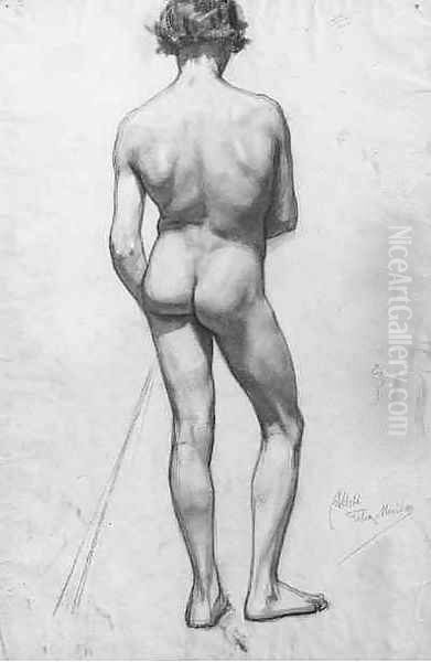 A male nude Oil Painting by August Allebe