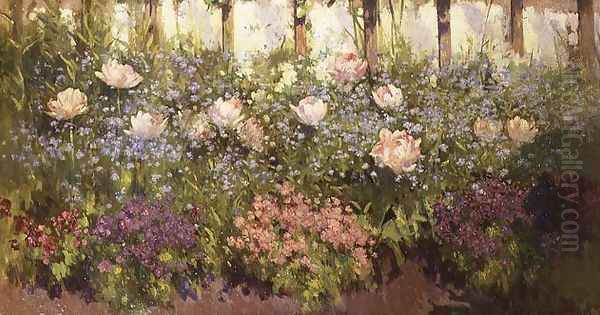 Flower Border Oil Painting by Patrick William Adam