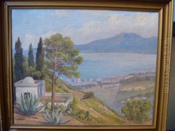 La Baie D'alger Huile Sur Toile Signee En Bas A Gauche by Ella Thalbitzer