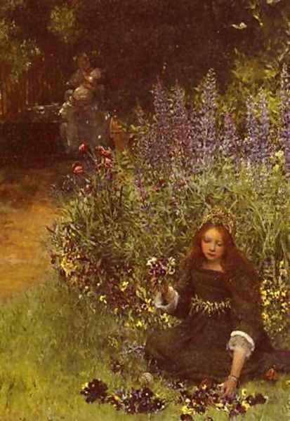 Gathering Pansies Oil Painting by Laura Theresa Epps Alma-Tadema