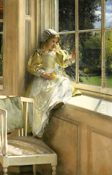 A Looking Out o'Window (Sunshine) Oil Painting by Laura Theresa Epps Alma-Tadema