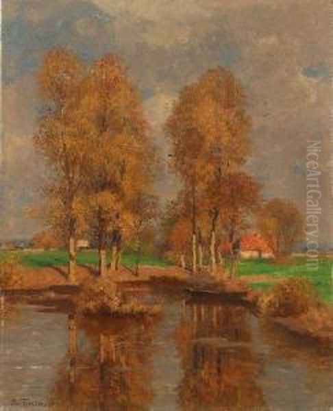 Landschaft Mit Weiher Oil Painting by Gustav Adolf Thamm