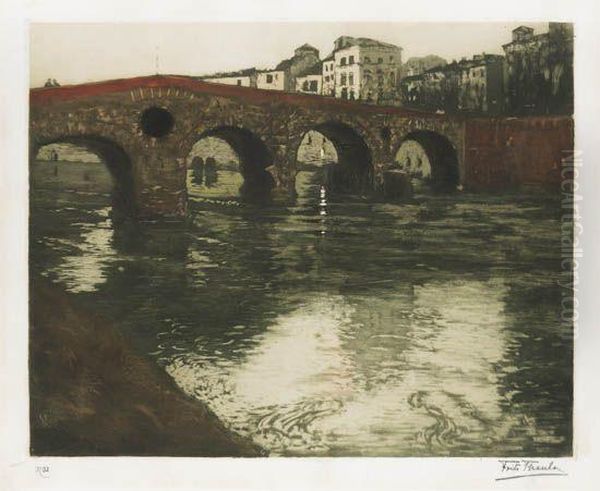 Ponte Pietra, Verona Oil Painting by Fritz Thaulow