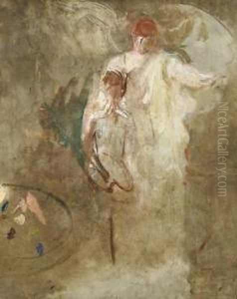 Study For Babyand Angel Oil Painting by Abbott Handerson Thayer