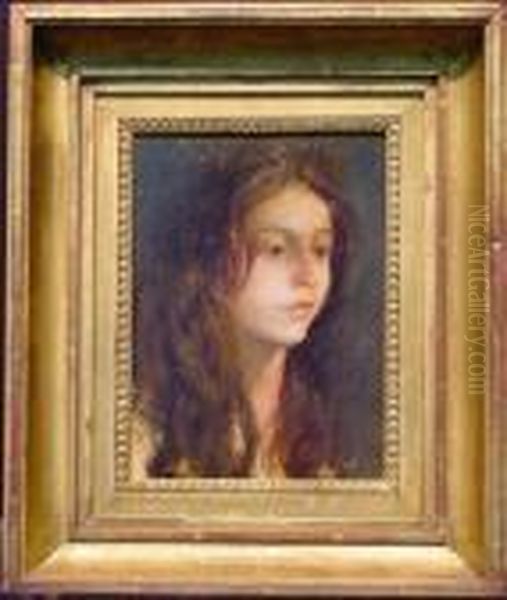 Head Of A Girl Oil Painting by Abbott Handerson Thayer