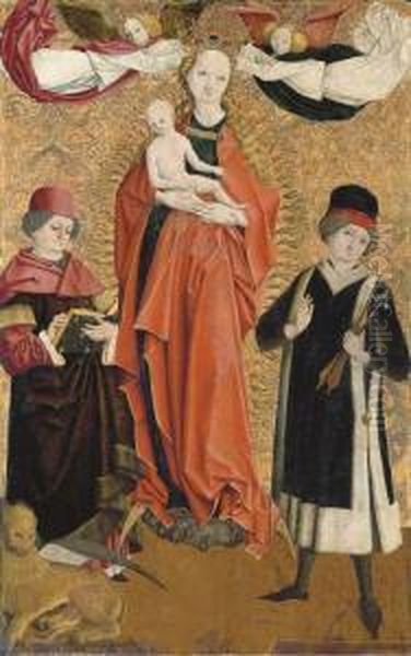 The Virgin Of The Immaculate Conception With Saint Mark And Saint Sebastian Oil Painting by The Master Of Grossgmain