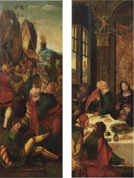 The Left Wing Of A Triptych: The Betrayal Of Christ Oil Painting by The Master Of The Antwerp Adoration