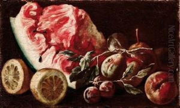 Natura Morta Con Limoni, Anguria E Pesca Oil Painting by The Metropolitan Master