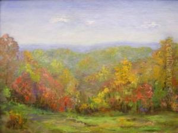 Fall Landscape With Colorful Foliage Of Brown County Oil Painting by The Sherman Limner